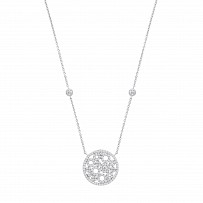 Silver CZ Fancy Cutout Circle Pendant Necklace