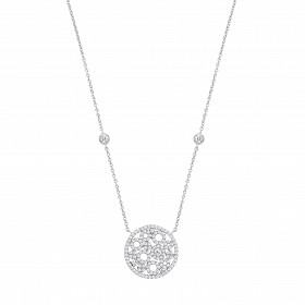 Silver CZ Fancy Cutout Circle Pendant Necklace