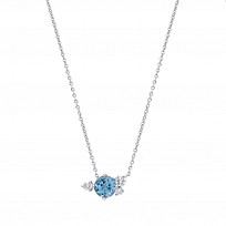 Silver CZ & Swiss Blue Topaz Pendant Necklace