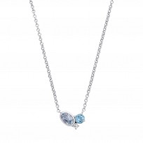 Silver Swiss Blue Topaz & Sky Blue Topaz CZ Pendant Necklace