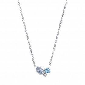 Silver Swiss Blue Topaz & Sky Blue Topaz CZ Pendant Necklace
