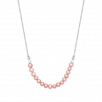 Silver CZ & White Lilac Fresh Water Pearl & Heart Charm 16