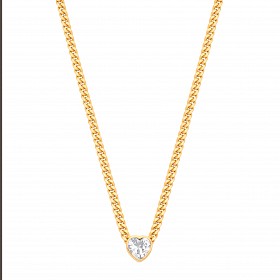 Gold Plated Collerate Necklace With Heart Stone Pendant