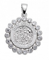 925 Sterling Silver Rhodium Plated St Christopher Pendant