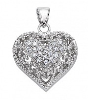 925 Sterling Silver CZ Heart Pendant