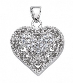 925 Sterling Silver CZ Heart Pendant