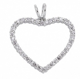 925 Sterling Silver CZ Heart Pendant