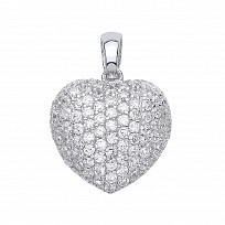 925 Sterling Silver CZ Heart Pendant