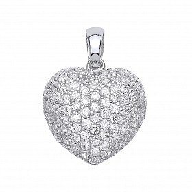 925 Sterling Silver CZ Heart Pendant
