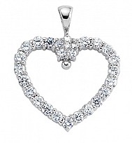 925 Sterling Silver CZ Heart Pendant