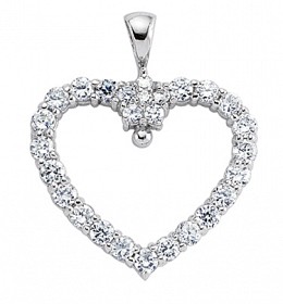 925 Sterling Silver CZ Heart Pendant