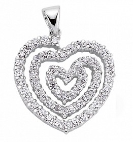 925 Sterling Silver CZ Micro Pave Heart Pendant