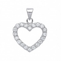 925 Sterling Silver CZ Heart Pendant