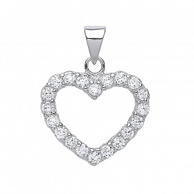 925 Sterling Silver CZ Heart Pendant