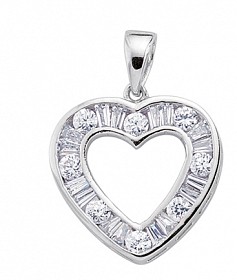 925 Sterling Silver CZ Heart Pendant