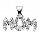 925 Sterling Silver Cubic Zirconia Small 'MUM' Pendant