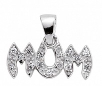 925 Sterling Silver Cubic Zirconia Small 'MUM' Pendant