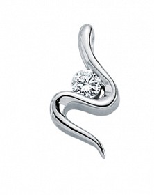 925 Sterling Silver Cubic Zirconia Twirl Pendant