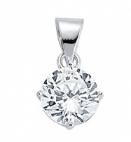 925 Sterling Silver Cubic Zirconia Single Stone Round Pendant