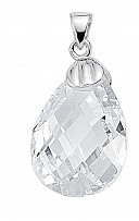 925 Sterling Silver CZ Tear Drop Shape Pendant