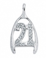 925 Sterling Silver CZ Horseshoe '21' Pendant