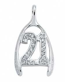 925 Sterling Silver CZ Horseshoe '21' Pendant