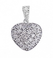 925 Sterling Silver CZ Micro Pave Heart Pendant
