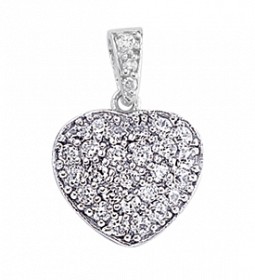 925 Sterling Silver CZ Micro Pave Heart Pendant