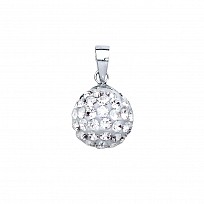 925 Sterling Silver White Crystal Dome Pendant - 9mm