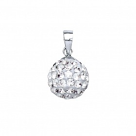 925 Sterling Silver White Crystal Dome Pendant - 9mm
