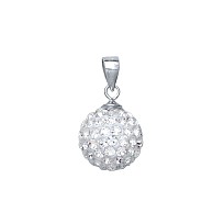 925 Sterling Silver White Crystal Dome Pendant - 12mm