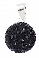 925 Sterling Silver Black Crystal Dome Pendant