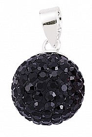 925 Sterling Silver Black Crystal Dome Pendant