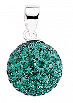 925 Sterling Silver Emerald Crystal Dome Pendant