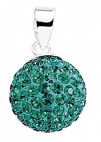 925 Sterling Silver Emerald Crystal Dome Pendant