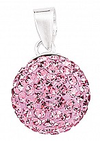 925 Sterling Silver Pink Crystal Dome Pendant