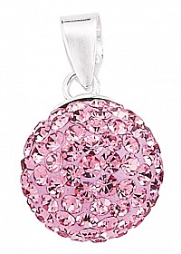 925 Sterling Silver Pink Crystal Dome Pendant