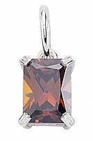 SMOKY CZ PENDANT  - RHODIUM PLATING