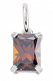 SMOKY CZ PENDANT  - RHODIUM PLATING