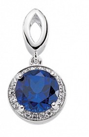 925 Sterling Silver Cubic Zirconia Sapphire Princess Cut Rounds Pendant