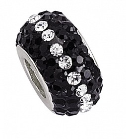 925 Sterling Silver Black & White Crystal Ball Pendant