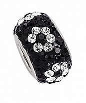 925 Sterling Silver Black & White Crystal Flower Ball Pendant