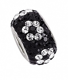 925 Sterling Silver Black & White Crystal Flower Ball Pendant