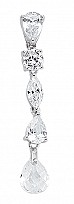 925 Sterling Silver Cubic Zirconia 5 Drop Claw Set Dress Pendant