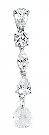 925 Sterling Silver Cubic Zirconia 5 Drop Claw Set Dress Pendant