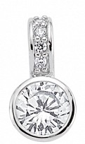 925 Sterling Silver Cubic Zirconia Round Rubover Pendant