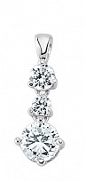 925 Sterling Silver CZ 3 Round Drop Claw Set Pendant