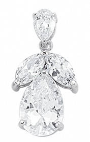925 Sterling Silver Cubic Zirconia Leaf Pendant