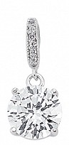 925 Sterling Silver CZ Round Drop Clawset Pendant