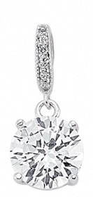 925 Sterling Silver CZ Round Drop Clawset Pendant